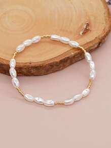 Cultured Faux Pearl Beaded Bracelet