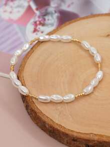 Cultured Faux Pearl Beaded Bracelet