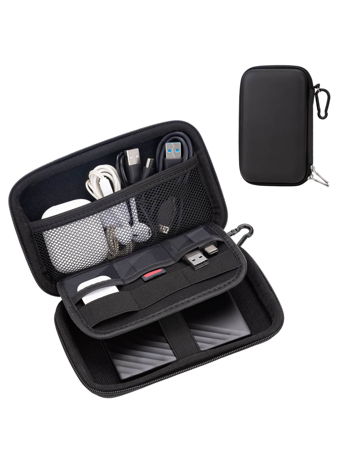 Vỏ Cứng EVA Bảo Vệ Chống Sốc Bảo Vệ Túi Lưu Trữ Kỹ Thuật Số, Dành Cho Tai Nghe Cáp Dữ Liệu Sạc Thẻ SD Đĩa U - màu đen - Xem 1