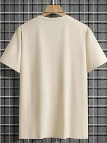 Manfinity Homme Áo thun & Áo lót Nam Slogan Giải trí - Màu be - Xem 2