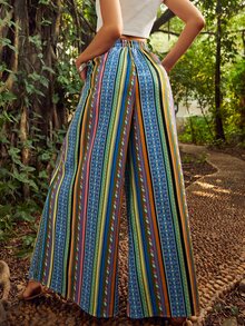 S BETRO Geo Print Slant Pocket Wide Leg Trousers - Multicolor - View 2