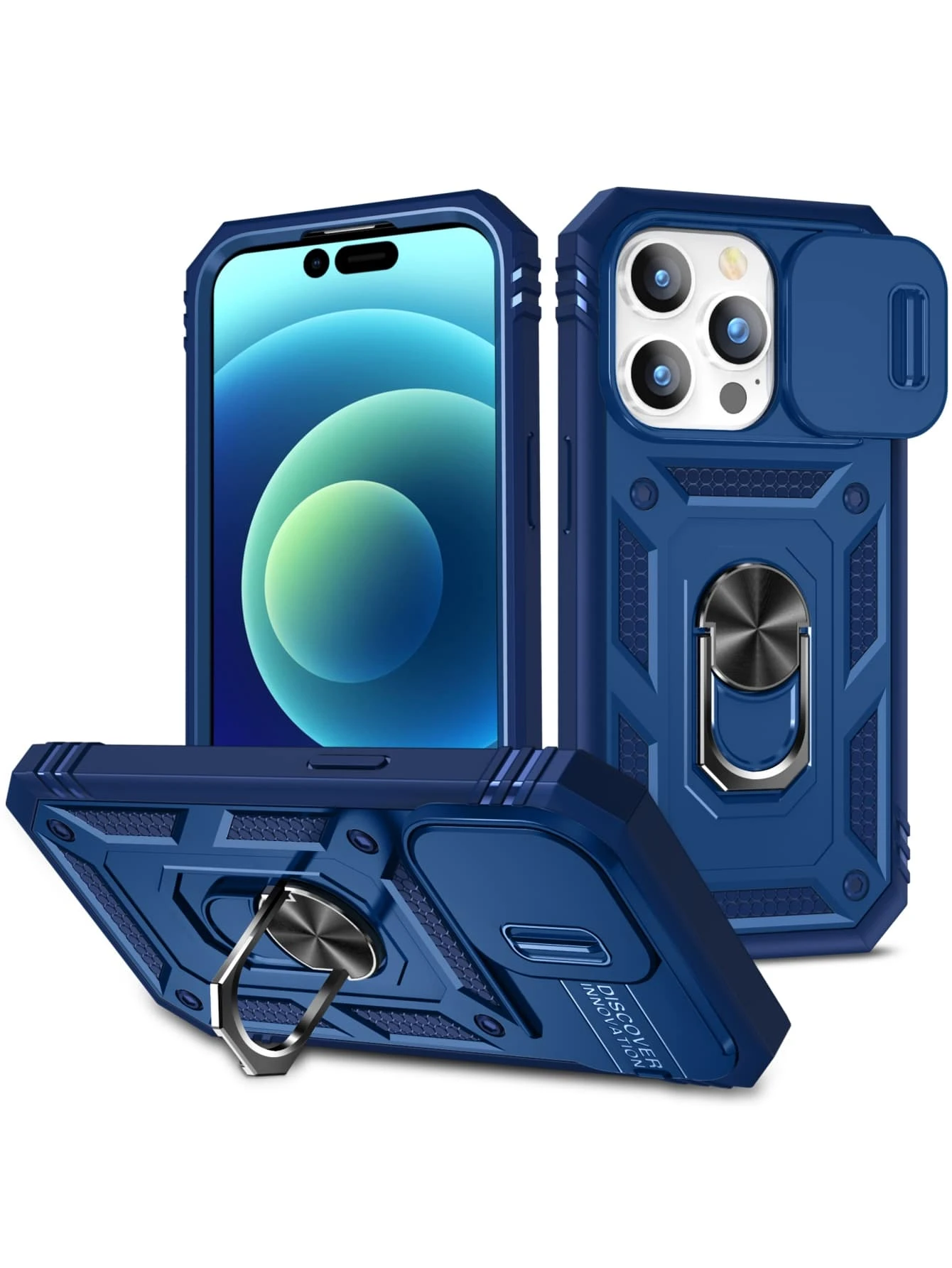 Tương thích với Ốp lưng iPhone dành cho nam Tương thích với iPhone 16 mới 3 trong 1 có cửa sổ trượt, Ốp lưng điện thoại có nam châm và giá đỡ, Thiết kế tối giản, Bộ ốp lưng điện thoại đầy đủ, Tương thích với iPhone 11/12/13/14/15 Pro Max, S23 Ultra, S24 Ultra, Tương thích với Oppo, Tương thích với Vivo, Tương thích với Redmi Note 11/12 Pro Chống nước Chống sốc Chống rơi Chống trầy xước - Màu xanh lam - Xem 1