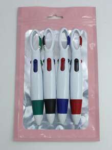 4pcs Mixed Color Ballpoint Pen, Creative Portable Writing Pen For School Student, Children - Multicolor - View 1