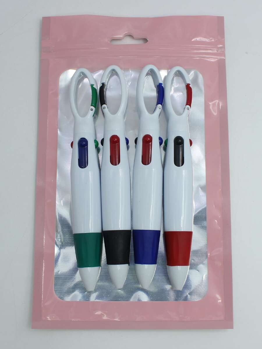 4pcs Mixed Color Ballpoint Pen, Creative Portable Writing Pen For School Student, Children - Multicolor - View 1
