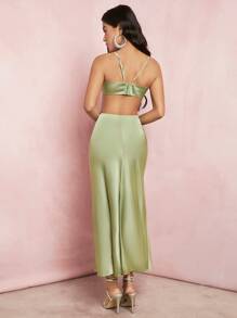 SHEIN BAE Solid Crop Cami Top & Mermaid Hem Skirt Set
