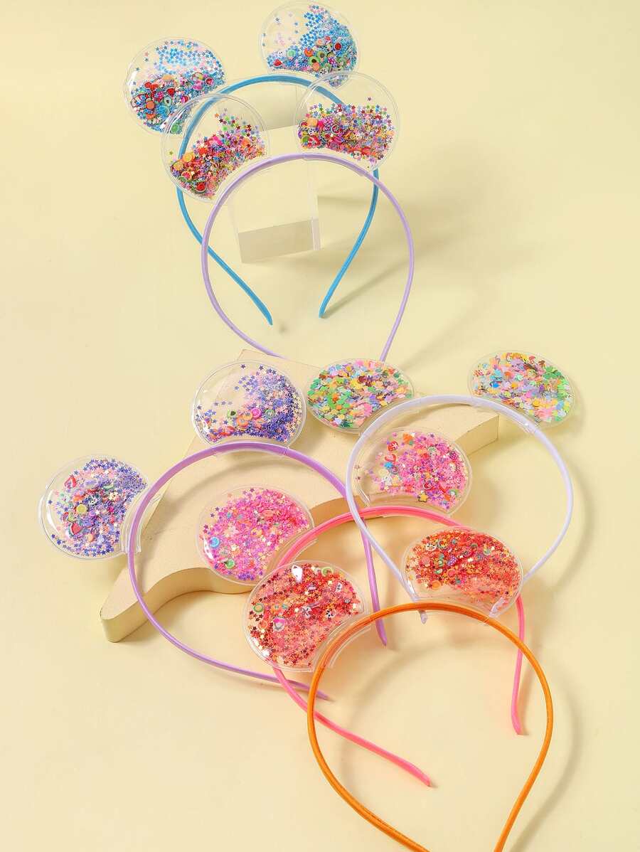 6pcs Sequin Cartoon Ear Decor Costume Headband - Multicolor - View 1