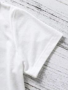 SHEIN 女孩人像圖案T恤和腰帶半身裙 - 彩色 - 查看 3