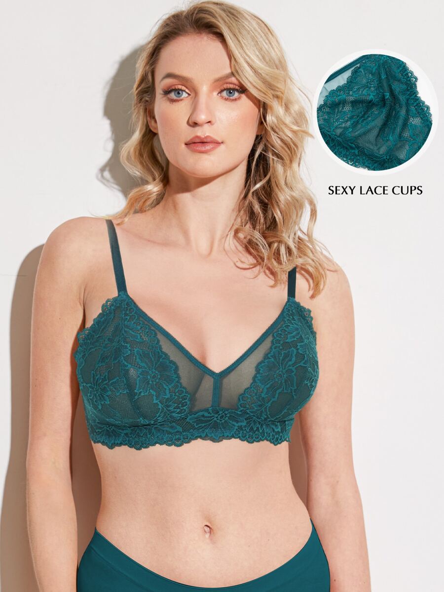 花卉蕾絲貝殼邊蕾絲無鋼圈內衣