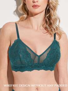 花卉蕾絲貝殼邊蕾絲無鋼圈內衣