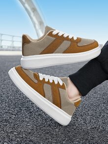 男孩前綁帶撞色運動戶外板鞋