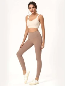 素色後鏤空運動型文胸 - 米色 - 查看 3