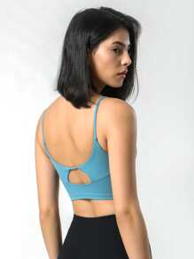 後鏤空運動吊帶上衣 - 藍色 - 查看 1
