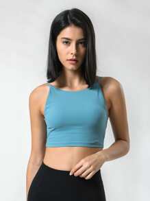 後鏤空運動吊帶上衣 - 藍色 - 查看 2