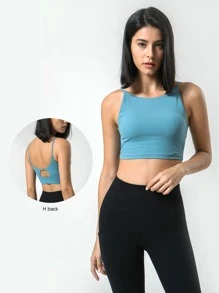 後鏤空運動吊帶上衣 - 藍色 - 查看 5