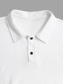 Manfinity Men Solid Drop Shoulder Polo Shirt - White - View 4