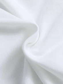 SHEIN Cute & Comfortable Boys Colorblock Collar Cartoon Print Short Sleeve Top - White - View 3