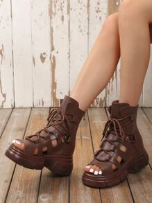 Giày bệt dày và Dép nêm Nữ - màu nâu - Xem 2
