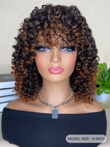 Tổng Hợp Chịu Nhiệt Tóc Giả Kinky Bộ Tóc Giả Xoăn Có Nổ Ombre Nâu Tóc Giả 14 Inch Dành Cho Nữ Sử Dụng Hàng Ngày - Nhiều màu - Xem 3