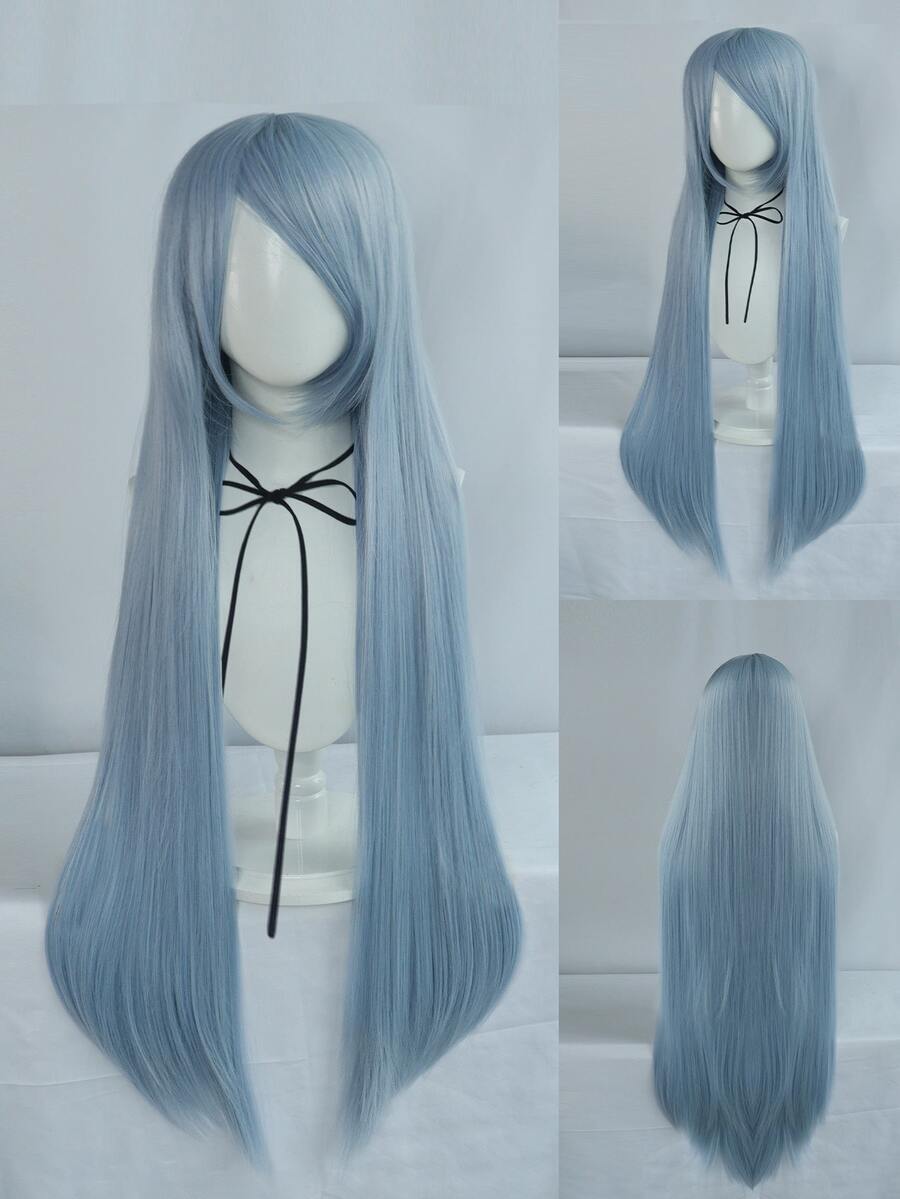 Cosplay Cực Dài Thẳng Tổng Hợp Tóc Giả Có Bangs & 1 Bộ Tóc Giả Bộ Đội - Màu xanh lam - Xem 1