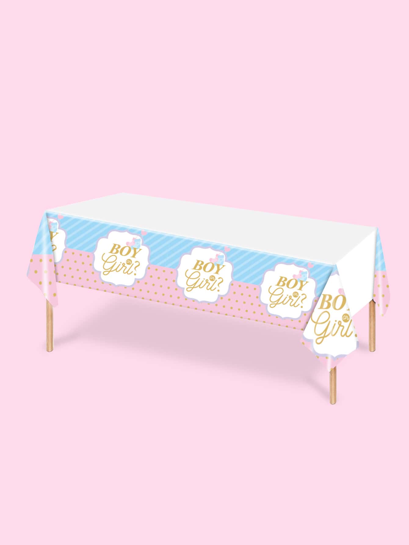 1PC Baby Gender Revealing Party Disposable PE Table Cloth Suitable For Baby Birthday Gender Revealing Party Table Layout - Multicolor - View 1