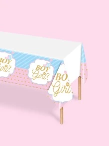1PC Baby Gender Revealing Party Disposable PE Table Cloth Suitable For Baby Birthday Gender Revealing Party Table Layout - Multicolor - View 2