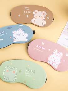 1pc Frog & Letter Graphic Eye Cover, Cartoon Cute Synthetic Fiber Sleep Mask For Home - Green - View 5