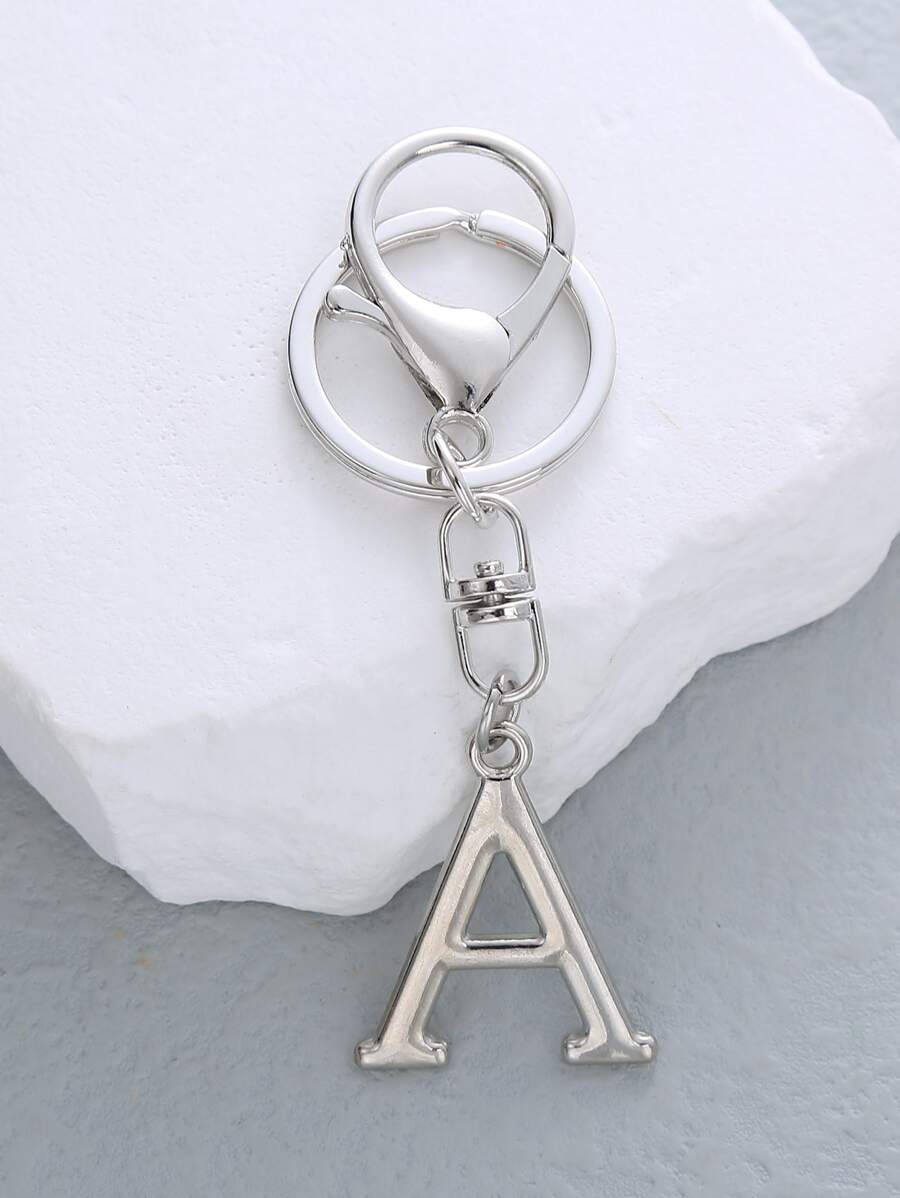 字母墜飾鑰匙圈 - 銀色 - 查看 1