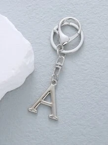 字母墜飾鑰匙圈 - 銀色 - 查看 3