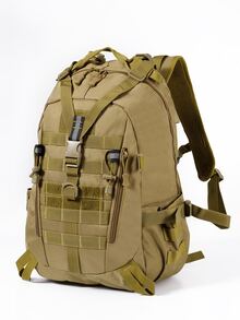40L露营背包男旅行包战术Molle徒步登山钓鱼背包大容量户外运动旅行双肩背包 - 卡其色 - 查看 3