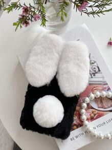 兔耳朵裝飾長毛絨手機殼 - 彩色 - 查看 1