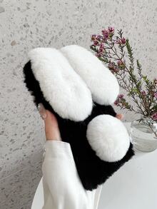 兔耳朵裝飾長毛絨手機殼 - 彩色 - 查看 3