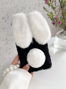 兔耳朵裝飾長毛絨手機殼 - 彩色 - 查看 4