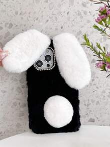 兔耳朵裝飾長毛絨手機殼 - 彩色 - 查看 5