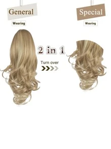 Short Body Wave Ponytail Synthetic Hair Extension With Claw - Multicolor - View 3