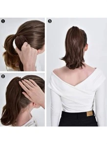 Short Body Wave Ponytail Synthetic Hair Extension With Claw - Multicolor - View 6