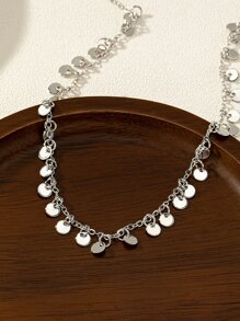 Vòng cổ chuỗi trang trí đĩa - Bạc - Xem 1