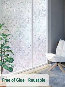 Privacy Film, Rainbow Clings, 3D Decorative Window Vinyl, Stained Glass Decals, Static Cling Window Sticker Removable Non-Adhesive UV Blocking - White - View 2