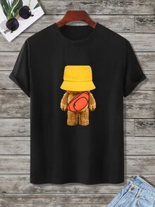 Manfinity Men Cartoon Graphic Tee - Black - View 5