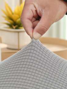 1pc Solid Color Chair Slipcover, Minimalist Polyester Chair Slipcover For Dining Room - Light Grey - View 2