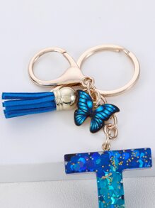 蝴蝶和流蘇墜飾鑰匙圈 - 彩色 - 查看 3