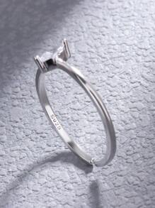 ESBERRY 方晶鋯石裝飾袖口銀婚戒適合女士新娘婚禮精細首飾類 - 銀色 - 查看 5