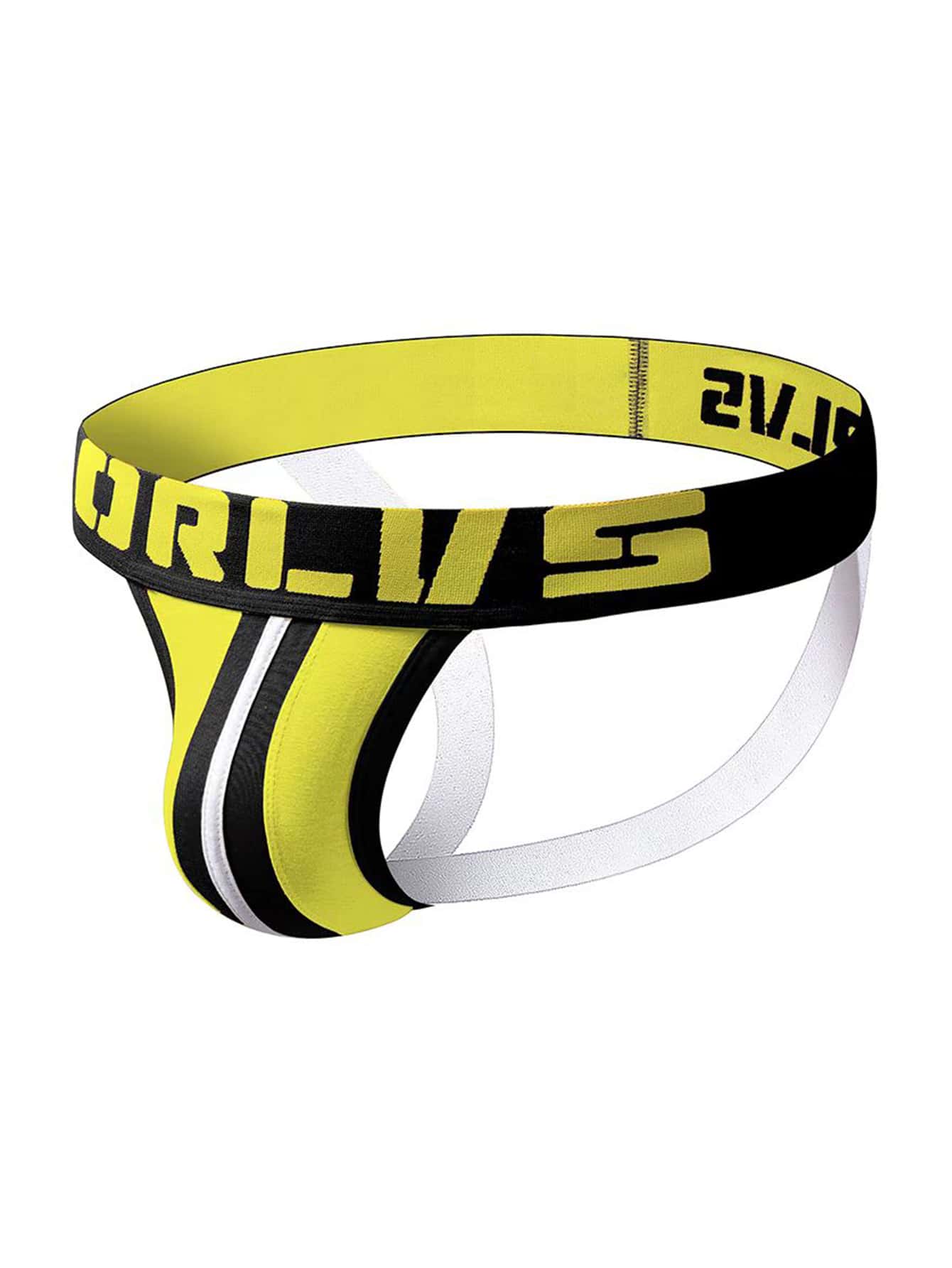 Men Letter Tape Jockstrap Sexy Underwear - Yellow - View 1