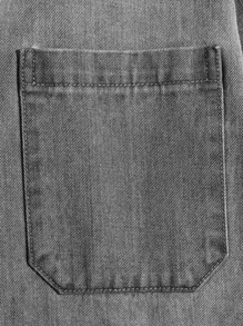 GENTILAND Men Plus Pocket Patched Denim Shirt Without Tee - Grey - View 4