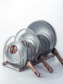 1入組鐵鍋蓋支架現代可伸縮廚房鍋蓋架 - 黑色 - 查看 1