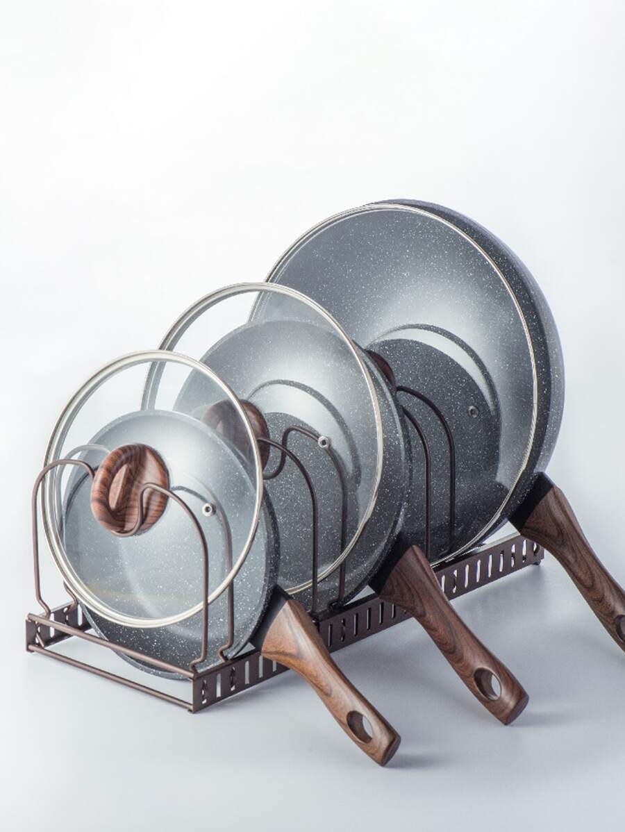 1入組鐵鍋蓋支架現代可伸縮廚房鍋蓋架 - 黑色 - 查看 1