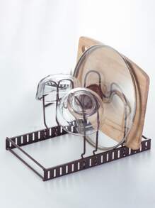 1入組鐵鍋蓋支架現代可伸縮廚房鍋蓋架 - 黑色 - 查看 5