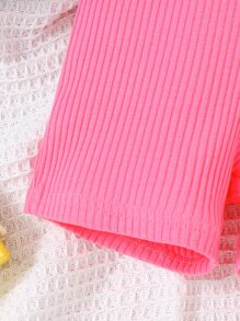 SHEIN Young Girl Flap Pocket Vest Jacket & Ribbed Knit Cami Romper, School, Campus, College - Multicolor - View 3