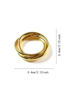 2pcs Simple Round Gold Napkin Ring, Plain Napkin Buckle For Dining Table - Gold - View 2