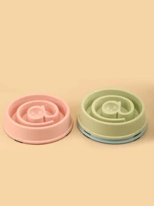 1pc Random Color Cat/Dog Lover Gift And Dog/Cat Mom Love Pet Bowl For Cat Lover And Cat Mom Love And Dog Lover And Dog Mom Love For Slow Food Feeding - Multicolor - View 1