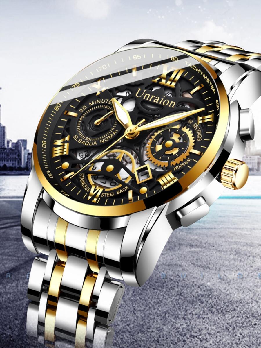 Đồng hồ đeo tay thạch anh chống nước ba mặt ngày rỗng - Nhiều màu - Xem 1